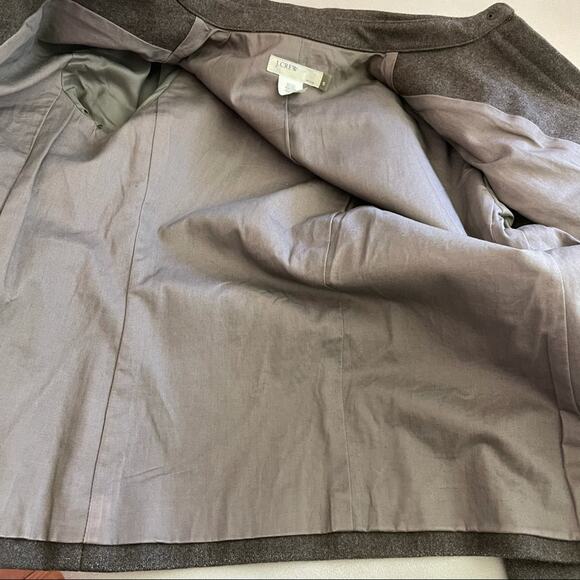 J. Crew Wool Blend Full Zip Lined Brown Jacket Size Petite Small Snap Pockets - Picture 8 of 10